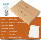 16x24 Inch - 2000 Sheets Commercial Baking Parchment Paper | Industrial Grade, 428°F Bulk Food-Safe Oven Paper for Bakeries, Restaurants, Food Processing (White 15.8"×23.6"(40×60cm) 2000 sheets)