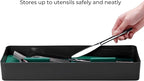 Linoroso Silverware Drawer Organizer with 4 Compartments, Adjustable, BPA Free, Silverware Drawer Organizer - Green
