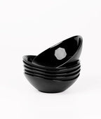 12 OZ Bowl Set of 6, Opal Glass 6 inch Oval Small Ice Cream Bowls for Breakfast Snack Dessert, Side Dishes, Fruit Kitchen, Microwave & Dishwasher Safe, Black