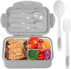 LOVINA Bento Boxes for Adults - 1100 ML Bento Lunch Box Container For Kids With Spoon & Fork - Durable Perfect Size for On-the-Go Meal, BPA-Free and Food-Safe Materials(Grey)