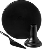 JOYMAY 9.6 Inch Bamboo Fiber Cake Stand, Round Cake Holder, Cake Plate with Detachable Base, Dessert Table Display Set, Cake Decorating for Birthday Party Baking Gifts for 6inch, 8inch Cakes (Black)