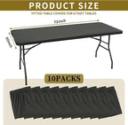 10 Pack Stretch Fabric Table Top Cap Cover, fits 6' Tables, Spandex Table Covers Washable Elastic Rectangle Tablecloth Protector for Indoor Outdoor Party Picnic Wedding, Gray, 30" W x 72" L