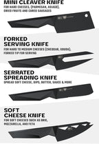 DALSTRONG Cheese Knife Set - 4-Piece - Shadow Black Series - Black Titanium Nitride Coated - High Carbon - 7CR17MOV-X Vacuum Treated Steel Cheese Knives Set - Sheath - Soft Hard Cheese - NSF Certified