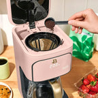Beautiful 12-Cup Programmable Coffee Maker – Auto Brew, Digital Timer, Glass Carafe (Rose)