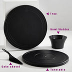 Cake Stand, 12'' Rotating Cake Turntable Revolving Cake Spinner Stand Cake Decorating Kit Display Stand Bamboo Fiber Turns Smoothly Painting Turn Table Stand for Pastries, Cupcakes(Black, L)