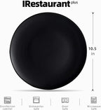 Stoneware Coupe Commercial Grade Dinner Plates, Matte Black Round Plates 10.5", Case of 12