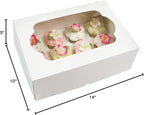 Global Sugar Art Auto-Popup Extra Deep Quarter Sheet Cake & Cupcake Box with Window and Cupcake Insert, White 14 x 10 x 5 Inches, 5 Count