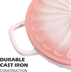 Enameled Cast Iron Braiser, 3.8 Quart Enamel Dutch Oven with Handles, Cast Iron Braiser Pan with Lid,Enameled Cookware (Pink)
