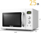 COSTWAY Retro Countertop Microwave Oven, 0.9Cu.ft, 900W Microwave Oven, with 5 Micro Power, Defrost & Auto Cooking Function, LED Display, Glass Turntable Viewing Window, Child Lock, ETL