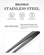 10-inch Cooking Tweezer and Offset Tweezer Set, Tongs Precision Serrated Tips, Stainless Steel Professional Chef Tweezer Kitchen Tools for BBQ, Plating and Serving