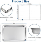 Baking Sheet with Rack Set of 4 (2 Pans + 2 Racks), 16 x 12 x 1 Inch Stainless Steel Cookie Pan with Cooling Rack, Non Toxic & Dishwasher Safe & Easy Clean for Baking, Cooling, Meats, Veggies