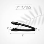 [Black Tongs 7.5'' Inches] Plasticpro 7.5'' Serving Tongs Heavy Duty Reusable Kitchen and BBQ Black Serving Tong for party's, Caterings, Events, Buffet, Weddings, And every Day use Pack of 12