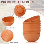 Homienly Wheat Straw Bowls Set, Unbreakable & Lightweight Microwave Safe Bowls for Soup, Cereal, Salad, 8-Piece Vibrant Soup Bowls for Kitchen, Family, Party, Picnic, Dishwasher Safe, 26 OZ(Orange)