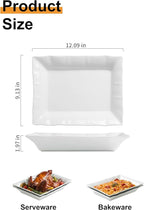 YHOSSEUN Turkey Platters for entertaining Serving Bowls Set of 2, Ceramic Serving Dishes for Thanksgiving, White Serving Platter for Turkey, Rectangular Baking Dishes and Roasting Pan