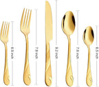 Gold Silverware Set for 8, 40-Piece Stainless Steel Flatware Set, Shiny Gold Metal Cutlery Set, Include Spoon, Fork and Knife Set, Dishwasher Safe