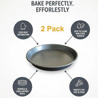 12 Inch Deep Dish Pizza Pan for Oven, 2 Pack Nonstick Round Heavy Duty Aluminum Pizza Baking Tray(4cm Deep), Restaurant Style Pizza Pan with Rolled Edge & Warp Resistant (Thickened Crisper Pan)