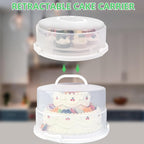12 Inch Cake Carrier with Lid & Handle BPA-Free Cake Transport Container, Includes Insulated Bag, Cupcake & Pie Holders for Secure Dessert Delivery (Fits 7" Tall Cakes) (Grey)
