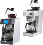 12 Cup Commercial Drip Coffee Maker Set, 1.8L Auto Filling Coffee MAKER with water line and LCD Control & 1.8L Manual Filling Coffee Maker with, Stainless Steel, 2 Warmers, 2 Cafafes, for Restaurant