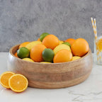 Large Salad Bowl, 15" Wide, Big Serving Dish for Pasta, Cut Fruit, Party, Catering, Wedding, Restaurant, Kitchen Countertop Fruit Bowl, Farmhouse Style, Mango Wood