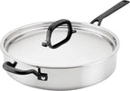 KitchenAid 5-Ply Clad Stainless Steel Stainless Steel Induction Saute Pan with Lid, 5 Quart - Polished Stainless Steel