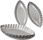 10PCS Egg Tart Pan Boat Shape, Aluminum Small Fluted Oval Tart Mold, Boat Molder for Baking Wavy Tartlet, Fruit Tats, Quiches - Silver