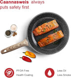 Caannasweis Nonstick Granite Frying Pan Skillet, Non Stick Omelette Fry Pans, Omelet Egg Pan, Stone Cookware Chef's Pan, Induction Compatible, PFOA Free (Gray, 3 Pcs)