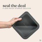 Ceramic Coated Glass Food Storage Container | No PTFE, PFOA, PFAS, and BPA | Reusable Non Toxic Meal Prep Container with Glass Lid | Easy To Store | 2.5 Cup Square [Onyx]