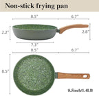 8.5 Inch Nonstick Frying Pan Skillet, 4mm Thick Aluminum Cookware with PFOA-Free Non-Toxic Coating, Induction Compatible, Dishwasher Safe, Bakelite Handle for Eggs & Pancakes, Green