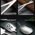 Extra Large Serving Spoons Set,18/8 Stainless Steel Slotted Spoon and Serving Spoon,9.8 Inch Buffet Spoons Set,Tabletop Flatware Utensil (2pack)