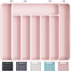 Kitsure Cutlery Drawer Organiser for Kitchen - Adjustable Cutlery Tray for Effortless Utensil Sorting, Versatile Kitchen Storage & Organisation Solution, 13.70" x 1.54" x 10.94"~20.08", Pink
