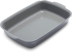 GreenPan Premiere Ovenware Healthy Ceramic Nonstick 13" x 9" Rectangular Baking Pan, Cast Aluminum Bakeware, Warp-Free, Oven and Broiler safe to 600F,Dishwasher Safe, PFAS-Free, Gray