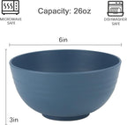 Homienly Soup Bowls, Cereal Bowl, Premium Wheat Straw Bowls Set of 8, Unbreakable Plastic Bowls Microwave Safe, Dishwasher Safe Serving Bowl for Kitchen, Breakfast, Dinner, Salad, Poke (Blue, 26 OZ)