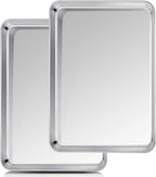 TeamFar Baking Sheet, 20’’×14’’×1’’, Cookie Sheet Half Sheet Baking Pans Stainless Steel, Non Toxic & Healthy, Heavy Duty & Thick Gauge, Mirror Finish & Dishwasher Safe - 2 Piece