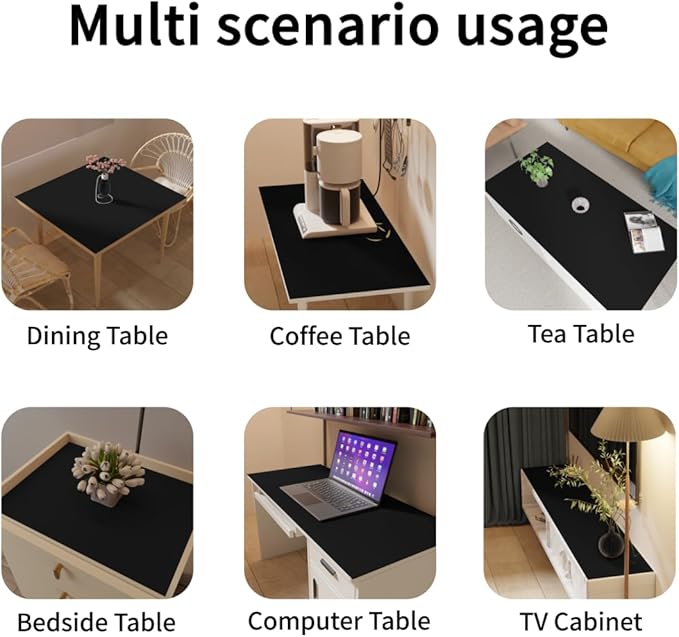 Dresser Cover - 12x64 Inch Waterproof Easy to Clean Can Conceal Flaws Protector The Table Top from Scratches Used for Coffee Table Dresser(Black+Black 12x64)