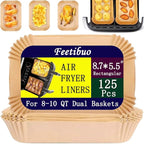 parchment paper for air fryer,8.7 * 5.5inch rectangle air fryer liners disposable,125pcs non-stick airfryer liners rectangle free of bleach, compatible with 8-9 Qt baskets