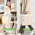 Voova Stainless Steel Lunch Box with Lunch Bag for Women Men Adult, (42oz/1200ml) Leakproof Metal Bento Box with Free Sealing, Insulated Lunchbox for School Work, Beige