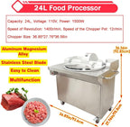 110V 24L Commercial Food Chopper Processor 1500W Electric Meat Vegetable Grinder Blender Multifunctional Food Cutter for Meat Vegetables Fruits Ginger Garlic 1400r/min