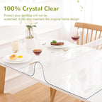 36 x 63 Inch Clear Table Cover Protector, Clear Table Protector for Dining Room Table, 1.5mm Plastic Table Cover, Waterproof Table Pad for Kitchen, Office