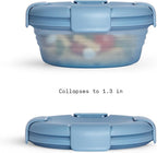 STOJO Collapsible Bowl - Translucent 36oz - Reusable Silicone Bowl (Translucent Steel Blue)