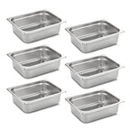 1/2 Hotel Pans 4 Inch Deep Stainless Steel Food Pan - Anti-Jam 6 Pack Steam Table Pan Set for Catering, Buffet Use, Kitchen Prep