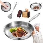 Titanium Pan, Pletefull Pure Titanium Pro Hammered Frying Pan, Multifunctional Non-stick Without Coating Cookware, Scratch-Resistant Durable Flat Pan Dishwasher-Friendly（10.23inch）