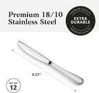 Artaste Rain 18/10 Stainless Steel (Silver (Set of 12), Dinner Knife (9.15-Inch))