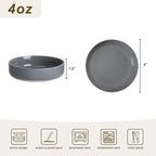 famiware Milkyway Ceramic Soy Sauce Dish, Dipping Bowls Set of 6, Dipping Sauce Bowls/Dishes, 4oz Small Serving Bowls for Side Dishes, Condiment, Sushi, Appetizer, Dessert, Dark Gray
