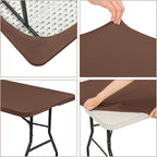 10 Pack Fitted Tablecloth for 6 Foot Rectangle Tables, Coffee Elastic Outdoor Picnic Table Cover, Washable Stretch Folding Table Cloths 6 ft for Camping Party Patio Kitchen Banquet, 30" W x 72" L