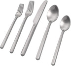 KINGSTONE 40 Piece Silverware Set, Flatware Set for 8, 18/10 Stainless Steel Cutlery Set Mirror Polished Modern Design Dishwasher Safe, Matte Silver
