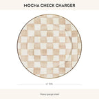 MACKENZIE-CHILDS Enamel Charger Plate, Charger Decoration Plate for Dinner Plates or Home Decor, 12 Inches, Brown-and-White Mocha Check
