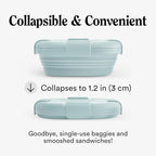 STOJO Collapsible Sandwich Box – 24oz, Reusable Food Storage Container, Silicone Bowl for Hot/Cold Food – Meal Prep, Lunch, Camping, Hiking – Dishwasher Safe (Set of 1, Aquamarine)