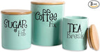 DII Kitchen Accessories Retro Collection, Ceramics, Canister Set, Aqua, 3 Piece