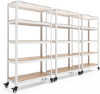 HOMEDANT House White 5-Tier Metal Rolling Cart Shelf Rack Casters Heavy Duty Wheel Shelving Unit Adjustable Utility Storage Shelves Organizer Shelf Kitchen Garage 36.2" W x 16.5" D x 69.5" H 3Pack