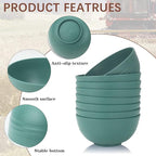 Homienly Wheat Straw Bowls, Cereal Bowls, Plastic Bowl Alternative, Set of 8, Unbreakable Microwave Safe Bowls for Soup, Salad, Dinner, Cereal, Snack, Dishwasher Safe for Kitchen, Party (Green, 26 OZ)
